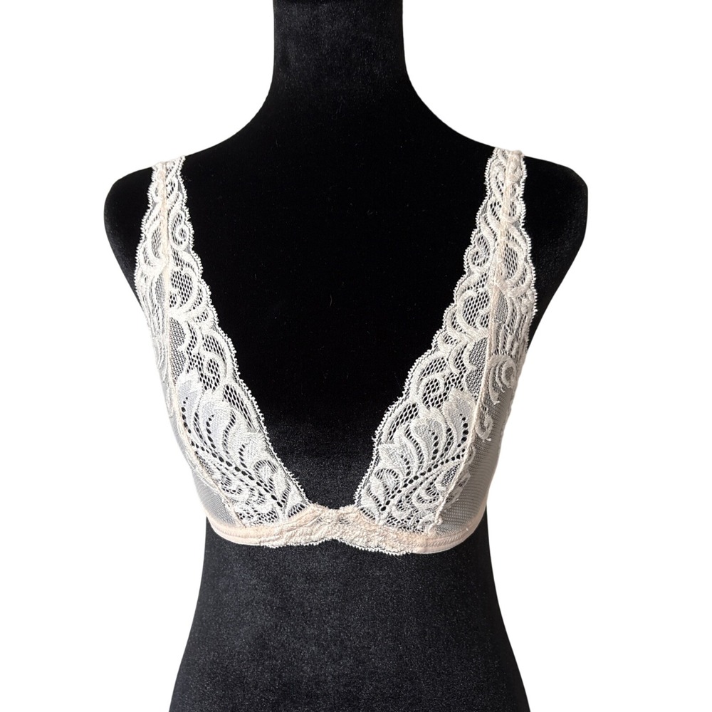 Natori Feathers Convertible Wireless Plunge Bra 739023 32 C/D Blush Pink Bridal